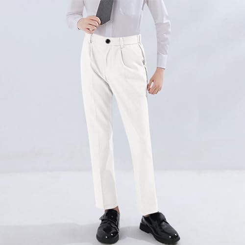 Middle Aged Boys' Suit Pants Fashion Solid Color Middle Waist Pocket Button Zipper Straight Pants 3-16 Years2