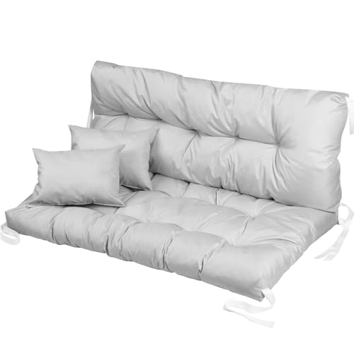Ferocity Cojín de Banco para Silla de jardín, Impermeable, 120x80x50 cm, para Muebles de palé, Exteriores, Tumbona, cojín de Banco con Respaldo para Muebles de jardín, Gris [133]