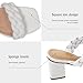 Athlefit White Braided Heeled Sandals for Women Fashion Square Open Toe Comfortable Slip on Block Heels Size 6.5