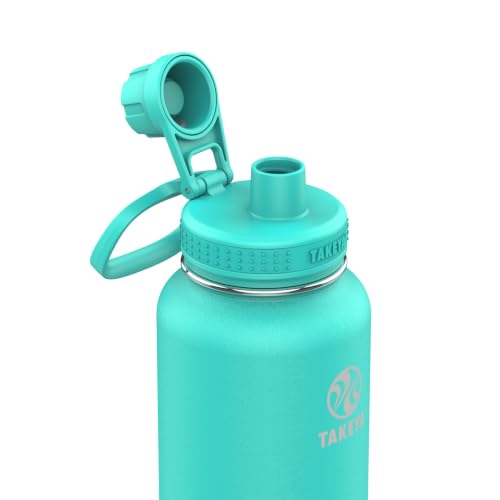 Image of Takeya Actives Stainless Steel Water Bottle, Insulated Spout Lid, Keeps Drinks Cold 24 Hrs, Leakproof, Durable, Dishwasher Safe, Ideal for Gym, Travel, Fits Most Cup Holders, 40 oz /Teal