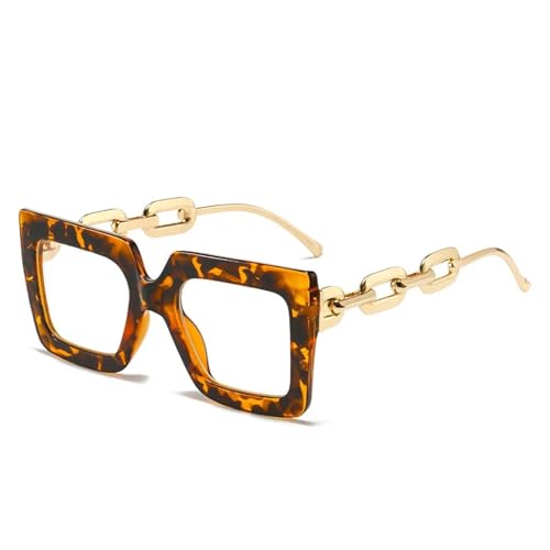 Monture de lunettes femme verte unique grand format avec chaîne intégrée
