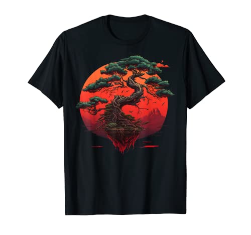Bonsai Tree In Japanese Zen Buddhist Enso Circle T-Shirt