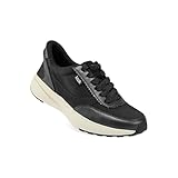 Kizik Womens Shoes: Paris - Comfortable, Breathable, Casual Slip On Sneakers, Full Grain Tumbled Leather, Hands Free Convenience for Walking & Running - Black/Pristine W7