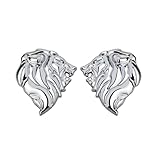 2PCS Lion Head Metal car Emblem 3D Animal Decoration Metal car Badge Rear car Tail Decoration Sticker (Silver)