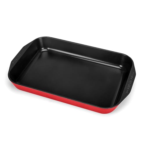 Image of All American 1930 - XL Roast Pan with Ceramic Non-Stick Coating - Tomato Red - Durable & PFAS Free - Designed to Transition from Stovetop to Oven - Made in the USA