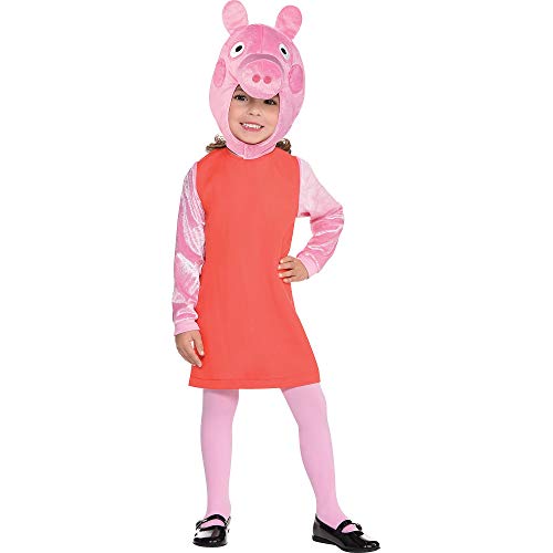 Costumes USA Peppa Pig Halloween Costume for Girls, Size Small (4-6), Includes a Dress, Tights and More