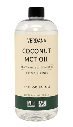 Verdana Food Grade MCT Oil 32 oz – For Keto Coffee, Unflavored Natural Oil Pulling Mouthwash & Massage - 100% Coconut Derived Fractionated Oil – Medium Chain Triglycerides C8 C10 –Non-GMO, Kosher