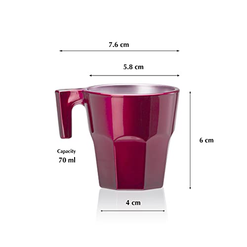 Image of Pasabahce Casablanca Mug from House of Pasabahce The Original Pasabahce from Turkey, Metalic Assorted Colour Casablanca Mugs, 70 ml in Set of 4 Pcs, Perfect fit for Tea /Coffee.