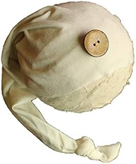 AMOS and SAWYER Knotted Sleeping Hat, Photography Prop (Newborn, Stone - Round Button)