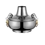 Chinese Hot Pot,Copper Hot Pot, Shabu Shabu Shabu All Copper Old Hot Pot Casserole Outdoor Hot Pot Shabu Shabu Shabu Lamb Scorpion Pot Suitable For Family Dinner And Outdoor Picnic(Silver,32cm)