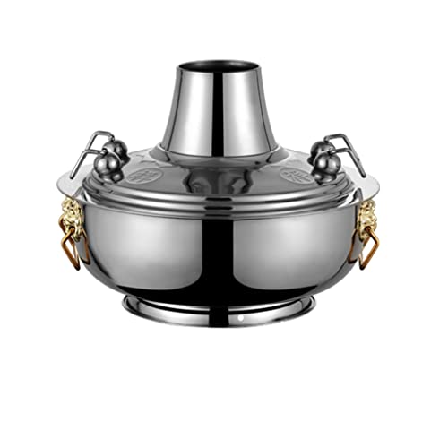 Chinese Hot Pot,Copper Hot Pot, Shabu Shabu Shabu All Copper Old Hot Pot Casserole Outdoor Hot Pot Shabu Shabu Shabu Lamb Scorpion Pot Suitable For Family Dinner And Outdoor Picnic(Silver,32cm)