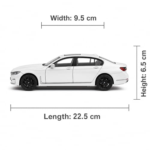 Image of BMW 7 Series 1:24 Scale Die Cast Metal Car - Pull Back Luxury Sedan with Openable Doors, Hood & Trunk, Panoramic Sunroof, Lights & Sound, Collectible Showpiece for Kids 6+ & Car Enthusiasts