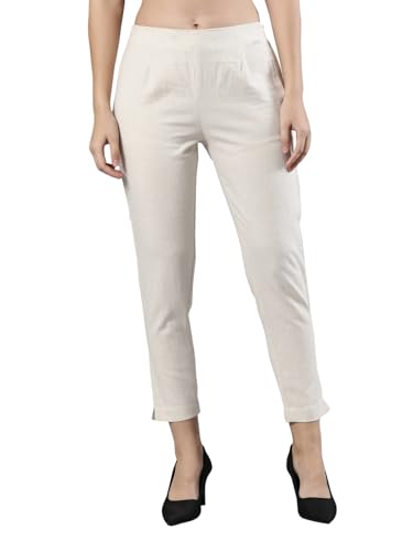 Image of Femmora Comfortable Fit Solid Straight Pant, Breathable Cotton Fabric with Side Zip Button Closure, for Women, Pack of 1