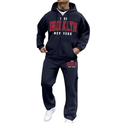 American City Zip Up Hoodie and Sweatpants Set Mens Sweatsuits Outfits 2 Piece Track Suits Jogging Suits