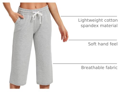 Image of SPECIALMAGIC Women Capri Pants Cotton Yoga Wide Leg Pajama Pants Capris Sweatpants Sports