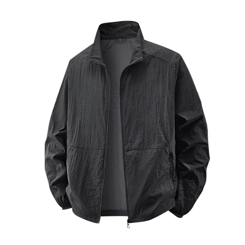Lightweight Jackets for Men UPF 50+ Sun Protection Summer SPF Shirts Zip Up Long Sleeve Casual Hiking Outdoor Jacket Black