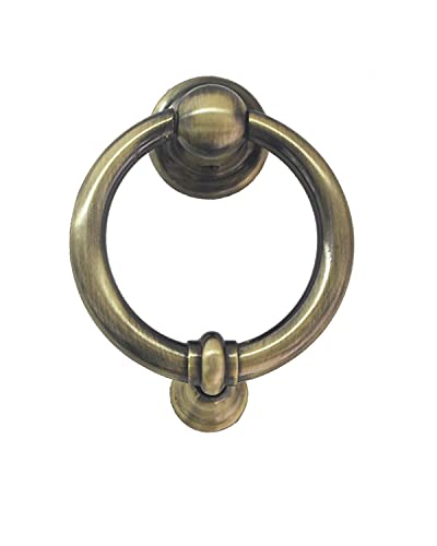 Third Goddess Door Knocker, Solid Zinc Circle Knobs for Front Door, Bronze Antique Brass Ring Handle Vintage Decor for Wall 4X 3.5Inches, Small