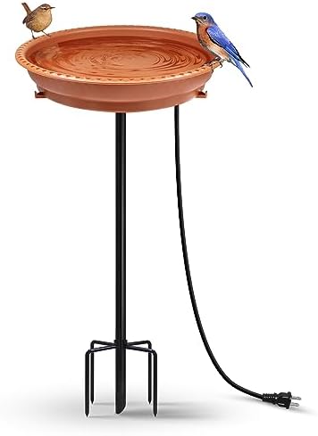 Heated Bird Bath with Stable Base - Which One Will Keep Your Birds Happy? 7 BIRD WISH Heated Bird Bath, Stable 5-Prong Metal Base Thermostat Control Weather Resistance All Seasons Available 75W Heated Bird Baths for Outdoors for Winter Garden Yard Patio Lawn, Terracotta