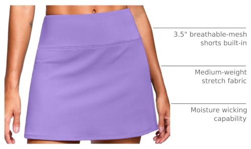 Image of SANTINY 13.5 inch /15 inch Tennis Skirt with 2 Pockets | A Line, High Waisted, Mini Length, Casual, Athletic, Golf, Skorts for Women