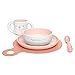 Suavinex, Set Vajilla Aprendizaje Bebés +6 Meses Premium. Taza + Plato + Bol + Mantel + Cuchara. Vajilla Apta Para Lavavajillas y Microondas, 5 piezas, Color Rosa. Hygge Collection