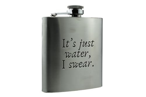 Funny 'It's Just Water - I Swear' Stainless Steel Flask (hip-ds23-swearrg)