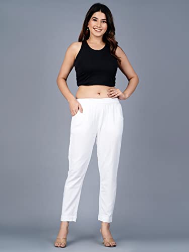 Image of Regular Fit Fully Elastic Waist Ankle Length Premium Cotton Casual Trouser Pant (Combo Pack of 2)