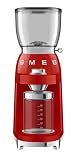 SMEG CGF11 Retro-Style Coffee Grinder – Burr Mill with 30 Grind Settings, Stainless Steel Conical Burrs, Removable Hopper – Precision Countertop Grinder for Espresso, Drip, French Press-Red