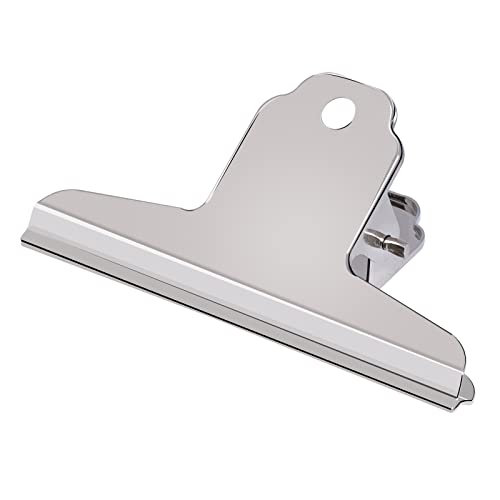 GUOKOFF Grande Bulldog Clip, 12 Pieza, 3 Pulgada Bulldog Clip, 76mm Binder Paper Clips Pinzas Metal Papel de Bisagra Clip, Plata Binder Clip, Clips Grande de Metal para Bisagra para oficina, escuela