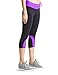 BALEAF Women's Yoga Running Workout Capri Legging Hidden Pocket Non See-Through Fabric Purple Size M