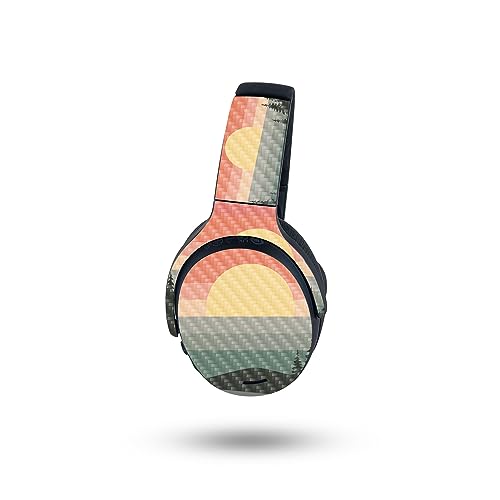 Image of MightySkins Carbon Fiber Skin Compatible with Skullcandy Crusher ANC 2 - Sunset Forest | Protective, Durable Textured Carbon Fiber Finish | Easy to Apply