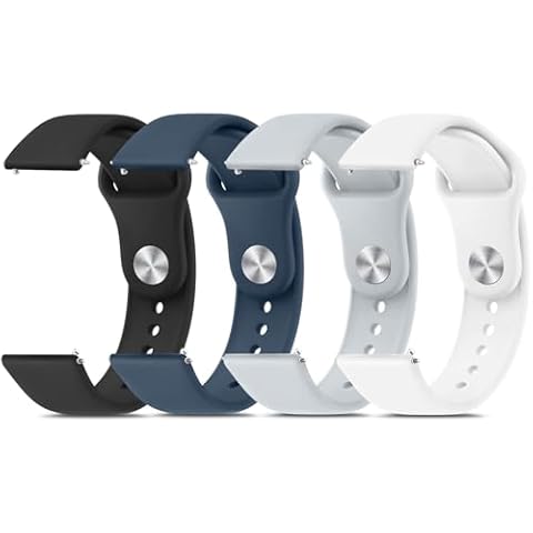 Meliya 20mm 22mm Watch Bands Quick Release Replacement Wristband, 4 Pack Soft Silicone Sport Replacement Straps for Men Women (22mm, Black+Abyss Blue+Gray+White) Cover
