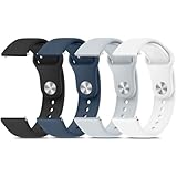 Meliya 4 Pack Silicone Watch Bands, 20mm 22mm Quick Release Soft Sport Replacement Watch Strap for Women Men (Black+Deed Blue+White+Grey, 20mm)