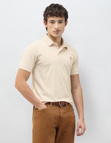 Image of U.s.Polo Association Men's Geometric Patterned Knit Slim fit Polo Shirt