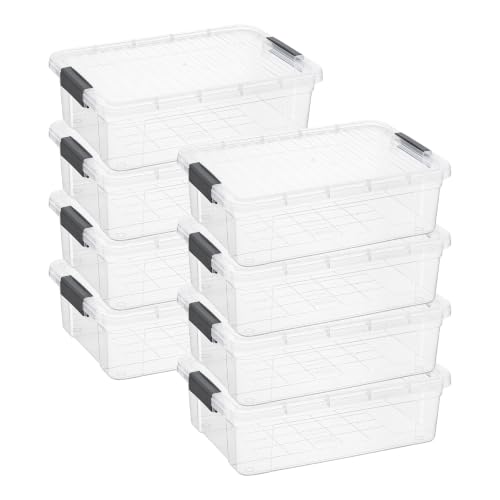 Image of Superio 13.7 Quart Clear Plastic Storage Bin with Lid, Stackable Organizer Box, BPA-Free Storage Container for Home, Garage, School & Office, 8 Pack
