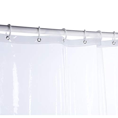 Wellcolor Clear Shower Curtain Liner 72 X 75 Inch, Peva Heavy Duty Shower Liner With 3 Weights, Transparent, 100% Waterproof #TOP1
