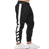 FEDTOSING Herren Jogginghose Fitness Sporthose Baumwolle Slime Fit Hose Joggers Streetwear Freizeithose Laufen Trainningshose Schwarz-1 2XL
