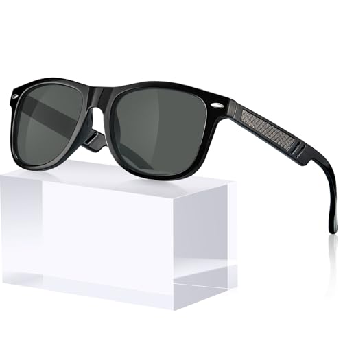 STGATN Retro Men's Polarized Sunglasses UV Protection, Carbon Fiber Temple, TR90 Frame Ideal for Driving Fishing Golf Sports