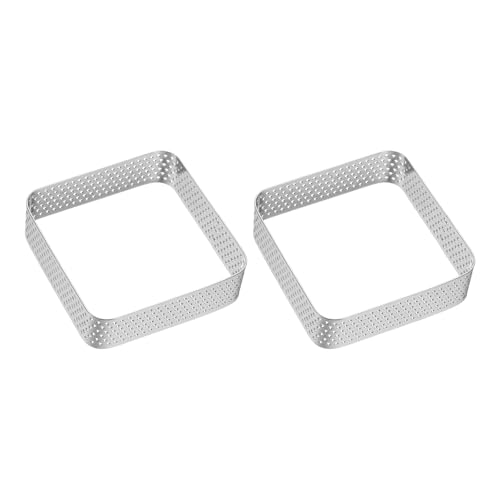 QUARKZMAN 2pcs Aros para Pastel Perforados 2.36' Cuadrados de Acero Inoxidable, Aro Antiadherente Pulido para Mousse, Herramientas de Repostería para Postres Franceses, Tartaletas y Frutas