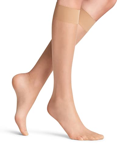 FALKE Damen Kniestrümpfe Seidenglatt 15 DEN W Kh transparent einfarbig 1 Paar, Hautfarben Golden 4699, 35-38