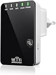 WiFi Amplificateur de signal d'extension de portée - Couvre jusqu'à 1,500 FP et 45 Dispositifs, jusqu'à 300Mbps, Internet Booster sans fil répéteur avec port Ethernet et WPS Configuration rapide, mode Point d'accès-Noir