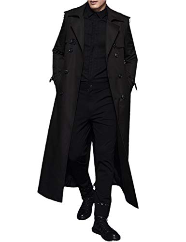 Puwei men's lapel full length windbreaker jacket loose fleece lin…