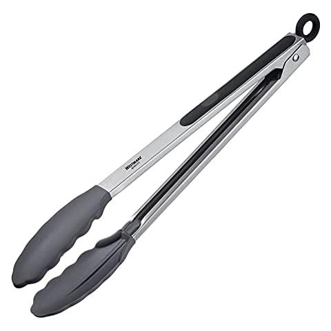 Westmark Servierzange, Mit Silikonlaffen und gummierten Griffen, Länge: 34 cm, Rostfreier Edelstahl/Kunststoff/Silikon, Classic Silicone Maxi, Silber/Schwarz, 16182270 Cover
