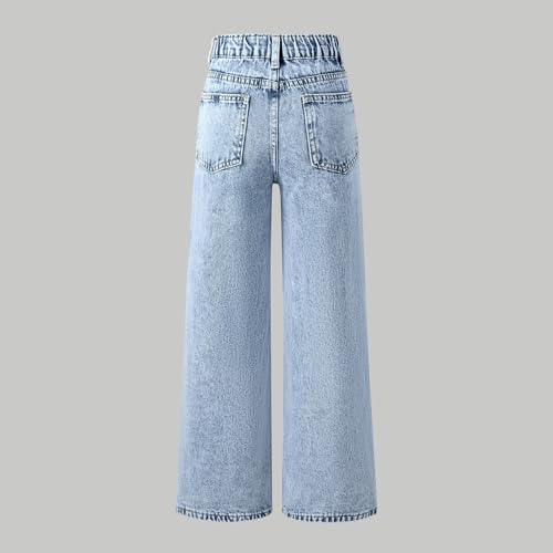 Girls Ripped Jeans Baggy Straight Leg Denim Pants Embroidered Graphic High Waist Streetwear Y2k Trousers with Pockets4