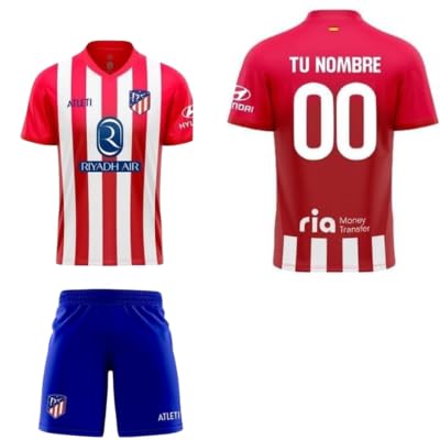 Atletico de Madrid Conjunto Camiseta y Pantalón PERSONALIZABLE Primera equipación Temporada 2023-2024 Réplica Oficial - Talla Niño (6 Años)