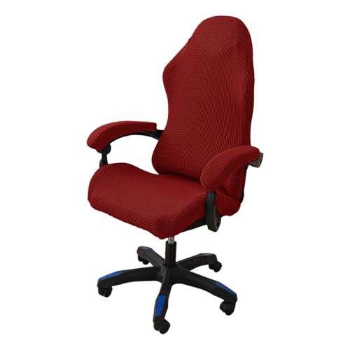 tintoke 4Stk Gaming Stuhl Bezug Waschbar,Waschbar Gaming Stuhl Bezug,Gaming Stuhlhussen,GamingStuhlbezüge Anti-Rutsch,Mit Reißverschluss, passend für Gamingstuhl, Computerstuhl, Drehstuhl (Weinrot)