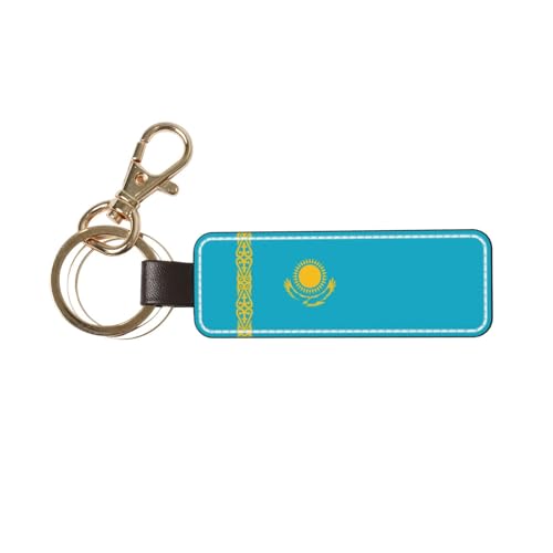 WXZYFP Drapeau du Kazakhstan Porte-clés de voiture pendentif personnalité créative simple serrure porte-clés porte-clés hommes et femmes couple lanière.