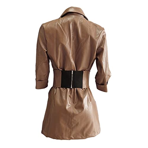 Robe en cuir synthétique chic de bureau au look soirée décontractée - 6
