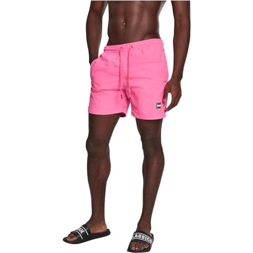Urban Classics Herren Block Swim Shorts Badehose neonpink L