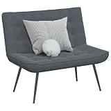 Zentexion Dunkelgraue Sitzbank 110x74x84 cm Samt Polsterbank Essbank Truhenbank mit Rückenlehne Für Wohnzimmer Schlafzimmer Flur, Robust Metallgestell, Vielseitige Stauraumlösung