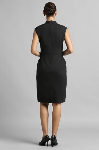 Image of Van Heusen Women's Cotton Blend V Neck Mid-Length Sheath Comfort Fit Above The Knee Dress